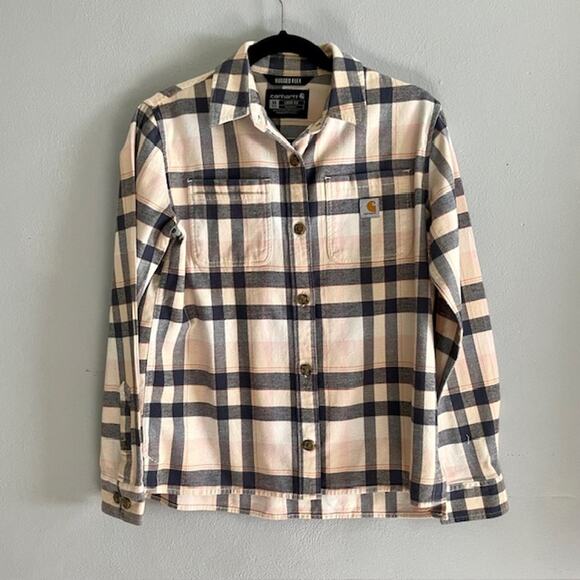 Carhartt Tops - Carhartt Rugged Flex Plaid Woman's Shirt Top Blouse XS Loose Fit Cabincore